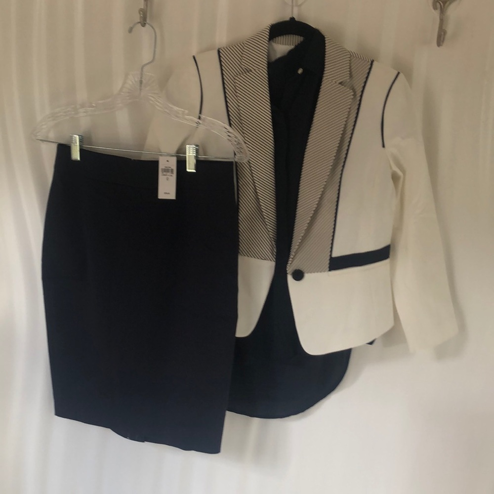 Navy and white blazer